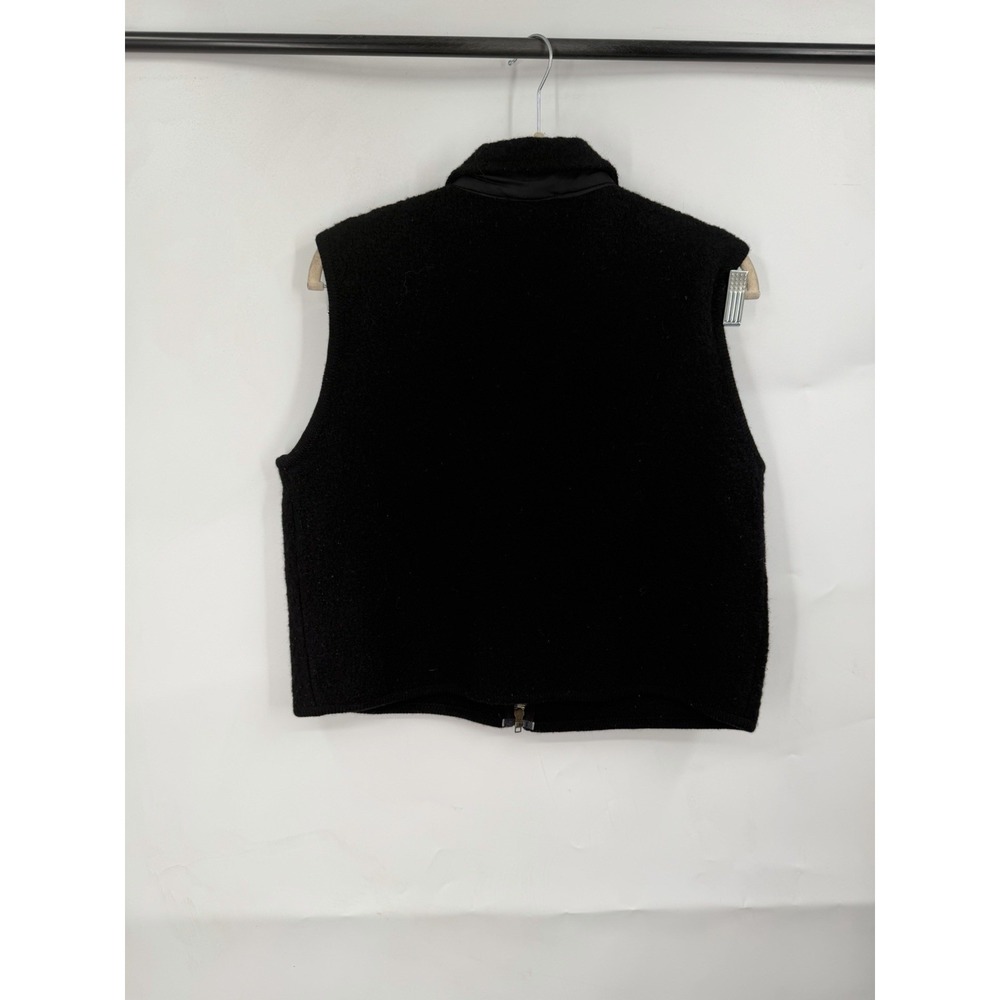 VTG K.B Collection Y2K 100% Wool Zip Sweater Vest Women M Black Crop Boiled Wool - Picture 2 of 7